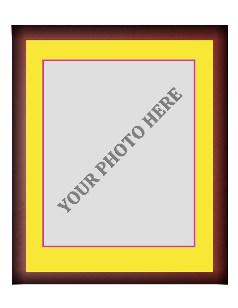 Frame Kit - Cherry Wood Frame | Yellow Matting | Pink Trim