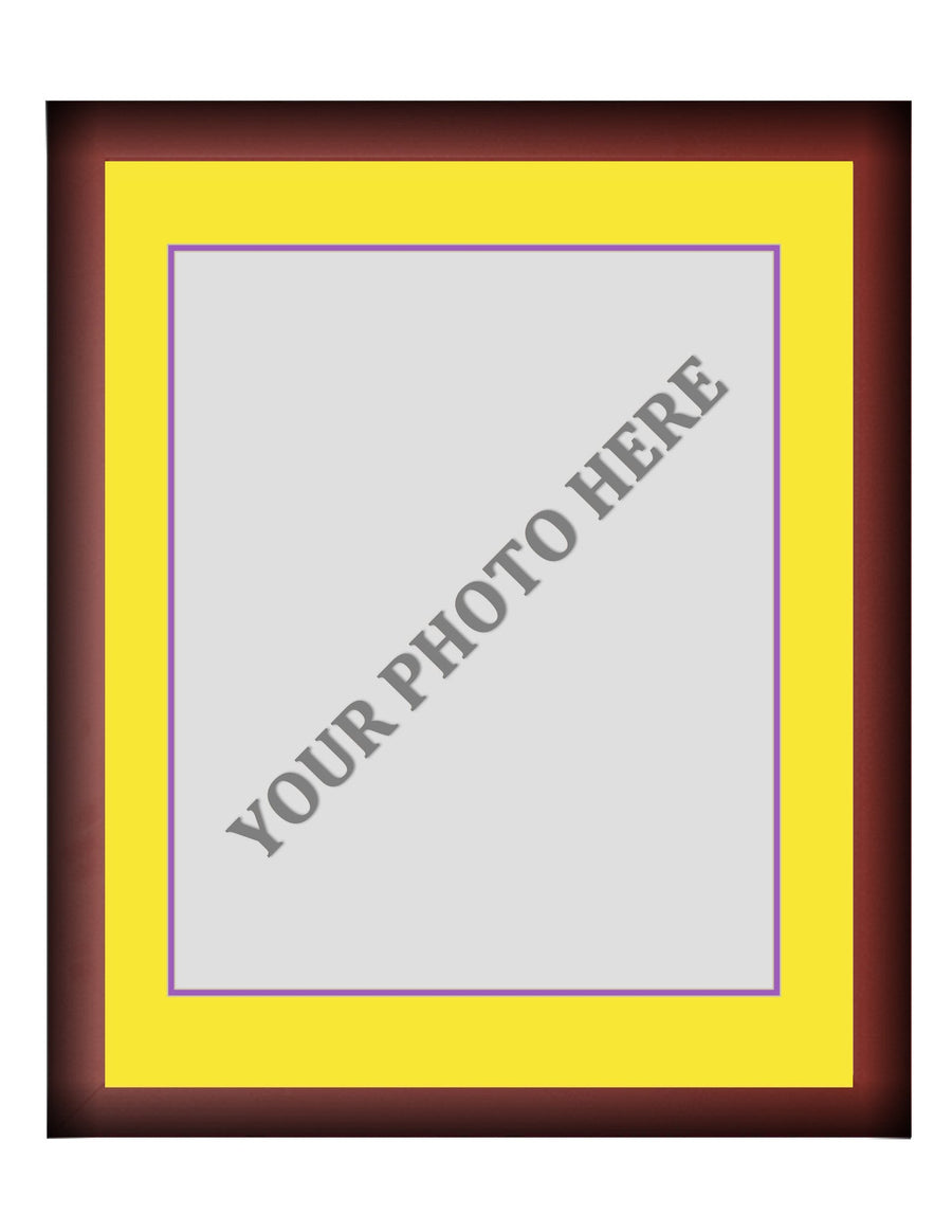 Frame Kit - Cherry Wood Frame | Yellow Matting | Purple Trim