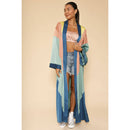 [SIZE L] Chevron Kimono Big Long Textured Satin Duster | Light Jacket, Outdoor Robe, Swimsuit Coverup
