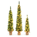 Pre-Lit Artificial Christmas Tree Set of 3 with LED Lights