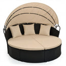 Round Patio Daybed with Retractable Canopy and Cushions