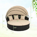 Round Patio Daybed with Retractable Canopy and Cushions