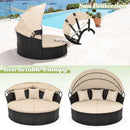 Round Patio Daybed with Retractable Canopy and Cushions
