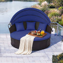 Round Patio Daybed with Retractable Canopy and Cushions
