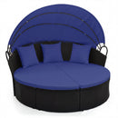Round Patio Daybed with Retractable Canopy and Cushions