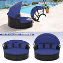 Round Patio Daybed with Retractable Canopy and Cushions