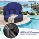 Round Patio Daybed with Retractable Canopy and Cushions