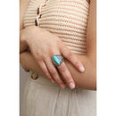 Classic Marquise Adjustable Turquoise Ring | Western Inspired Diamond Shaped Fashion Jewelry