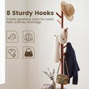 Coat Rack with 8 Hooks and 2 Shelves - Walnut Rubber Wood