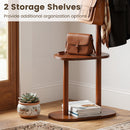 Coat Rack with 8 Hooks and 2 Shelves - Walnut Rubber Wood