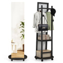 Coat Rack with Full Length Mirror Freestanding Coat Tree with 3 Hooks