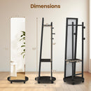 Coat Rack with Full Length Mirror Freestanding Coat Tree with 3 Hooks