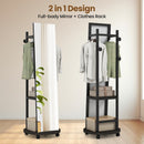 Coat Rack with Full Length Mirror Freestanding Coat Tree with 3 Hooks