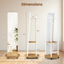 Coat Rack with Full Length Mirror Freestanding Coat Tree with 3 Hooks