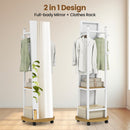 Coat Rack with Full Length Mirror Freestanding Coat Tree with 3 Hooks