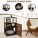 Cat Litter Box Enclosure with Louvered Door and 3-Tier Shelf