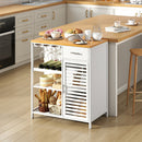 Coffee Bar Cabinet with Wine Rack and Bamboo Top