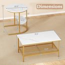 Coffee Table 2-Tier Rectangle Coffee Table and Side End Table with Storage Shelves