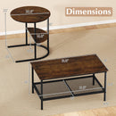 Coffee Table 2-Tier Rectangle Coffee Table and Side End Table with Storage Shelves
