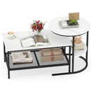 Coffee Table 2-Tier Rectangle Coffee Table and Side End Table with Storage Shelves
