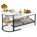 Coffee Table 2-Tier Rectangle Coffee Table and Side End Table with Storage Shelves