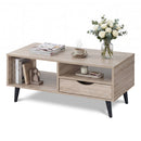 Coffee Table with Storage Rustic Rectangle Center Table