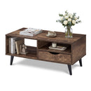 Coffee Table with Storage Rustic Rectangle Center Table