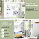Compact Office Computer Desk with Hutch Magnetic Whiteboard-White