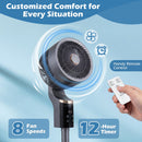 Compact Oscillating Standing Fan with 70° Oscillation and 90° Tilt for Home Office