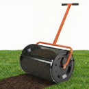 Compost Spreader 24 Inch Peat Moss Spreader Roller with Height-adjustable T-shape Handle