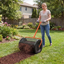 Compost Spreader 24 Inch Peat Moss Spreader Roller with Height-adjustable T-shape Handle