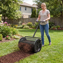 Compost Spreader 24 Inch Peat Moss Spreader Roller with Height-adjustable T-shape Handle