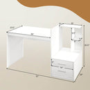 Computer Desk Home Office with Bookshelf and Drawers-White