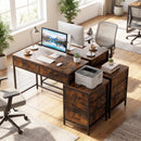 Computer Desk with 5 Drawers and Printer Stand for Bedroom and Small Spaces