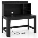 Modern Computer Desk with Hutch and Storage Shelves