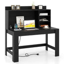 Modern Computer Desk with Hutch and Storage Shelves