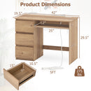 Computer Desk with Power Outlet Keyboard Tray and 3 Large Drawers