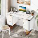51 Inch Computer Desk with Floating Desktop and Dual Drawers-White