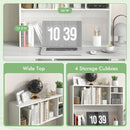 Computer Desktop Bookcase with 4 Cubbies and Open Back Compartment