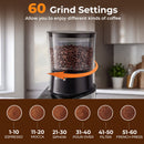 Conical Burr Coffee Grinder with 60 Precise Grinding Settings and Digital Display