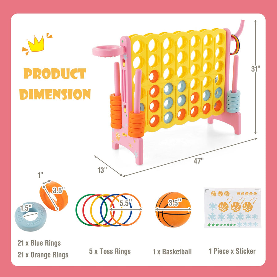 4-in-a-Row Connect Game with Basketball Hoop and Toss Ring