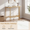 Console Table 44-Inch Entryway Table with Faux Marble Tabletop and Heavy-Duty Metal Frame