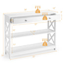 Console Table 3-Tier with Drawer and Storage Shelves
