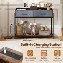 Console Table with Charging Station & 2 Drawers 110cm