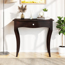 Console Table with Drawer and Solid Wood Frame-Espresso