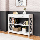 Console Table 3-Tier with Drawer and Storage Shelves