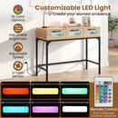 Console Table with LED Lighting and Charging Station for Living Room and Hallway