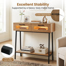Console Table with LED Lights and Open Shelf - Natural
