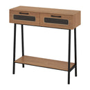 Console Table with LED Lights and Open Shelf - Natural