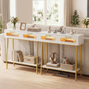 Console Table with LED Lights and Open Shelf - White & Gold